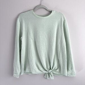 Anthropologie Eri + Ali Green Fuzzy Long Sleeve Top Womens Size Medium Soft Cozy
